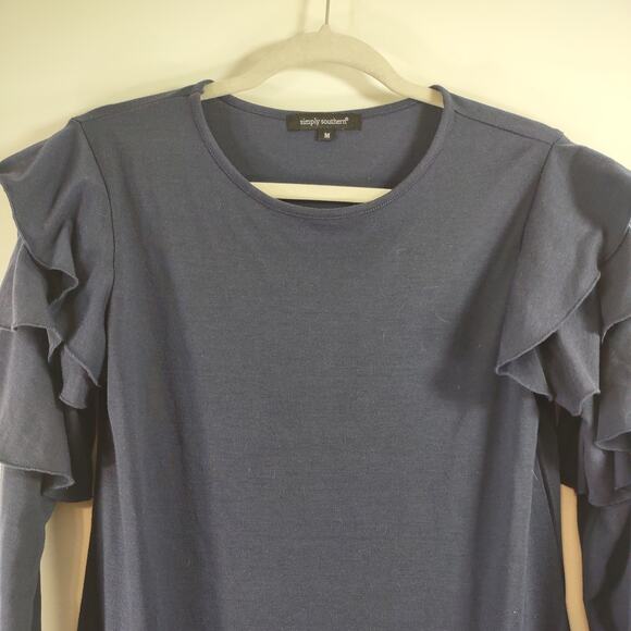 Simply Southern Jersey Knit Dress with Ruffle Sleeve Detail, Size Medium - Picture 4 of 7